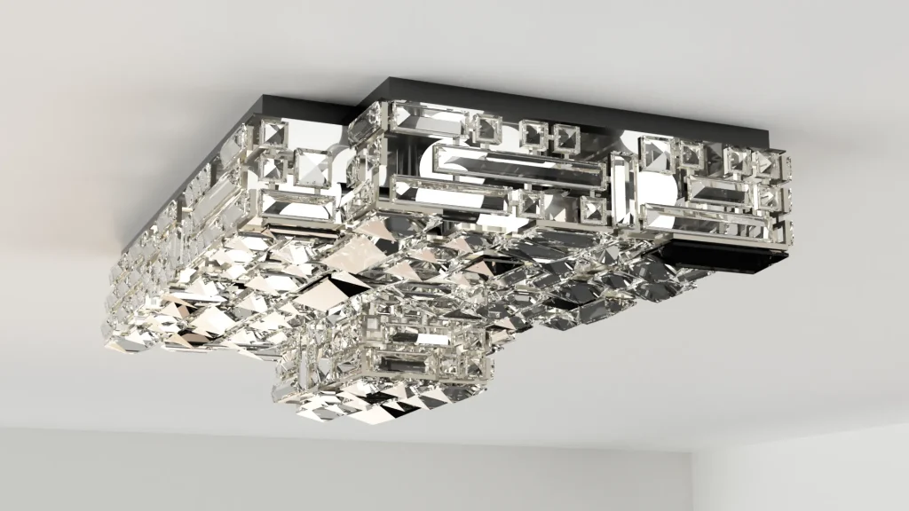 3D-Visualisierung einer Deckenleuchte für Lobmeyr